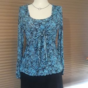 Blue and black mesh blouse